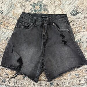 Sincerely Jules Charcoal Distressed Jean Shorts